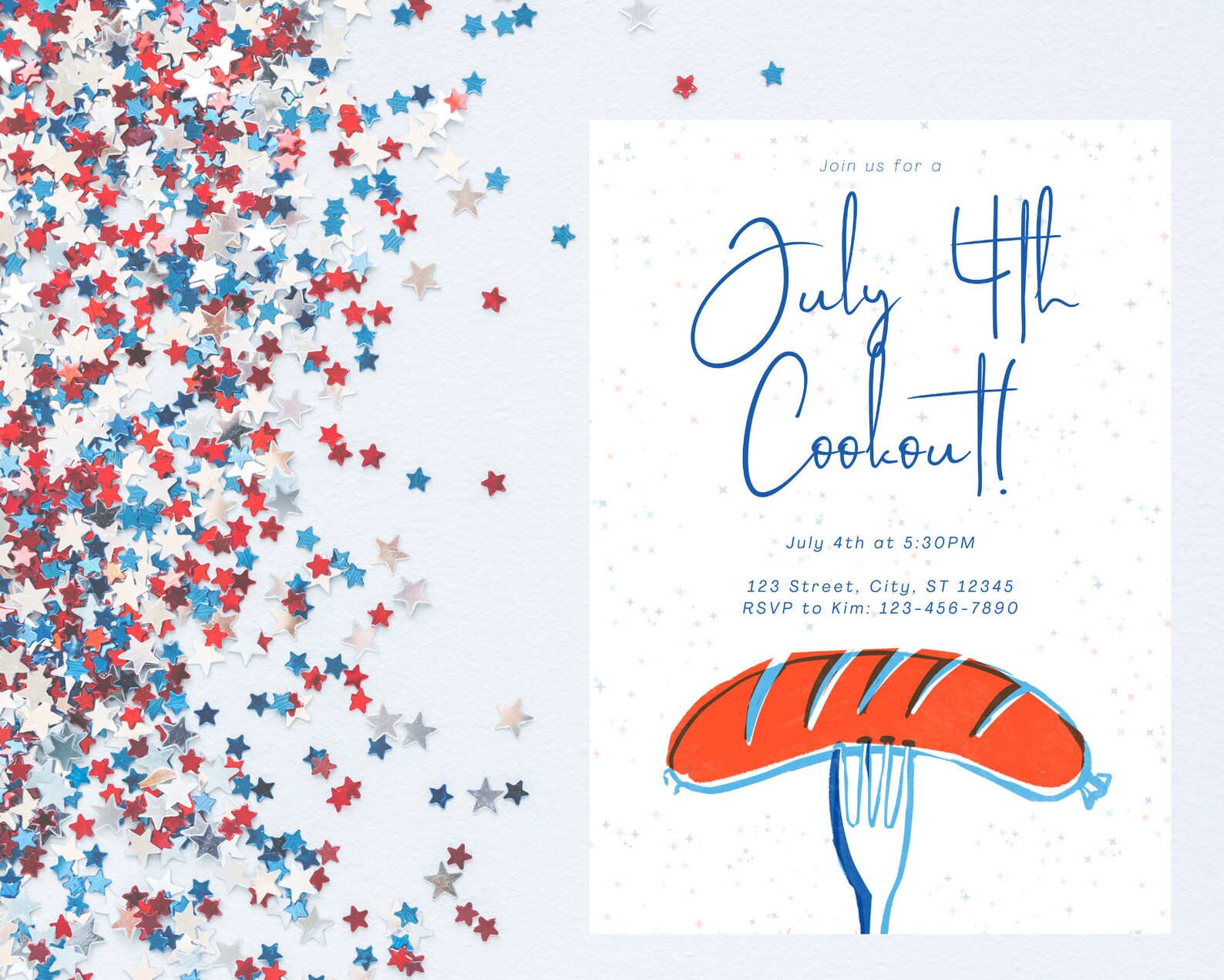 July 4th Cookout, Digital Invite, July 4th, Summer, Cookout, Summer ...