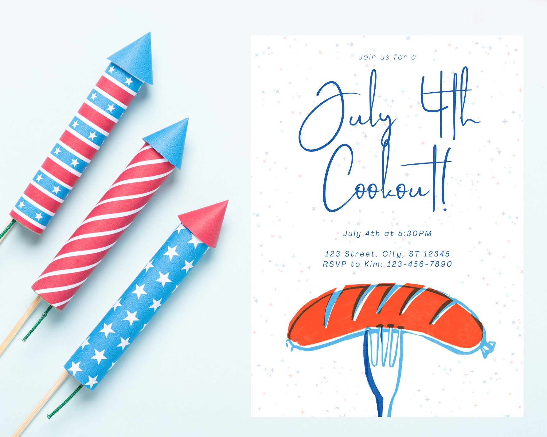 July 4th Cookout, Digital Invite, July 4th, Summer, Cookout, Summer ...