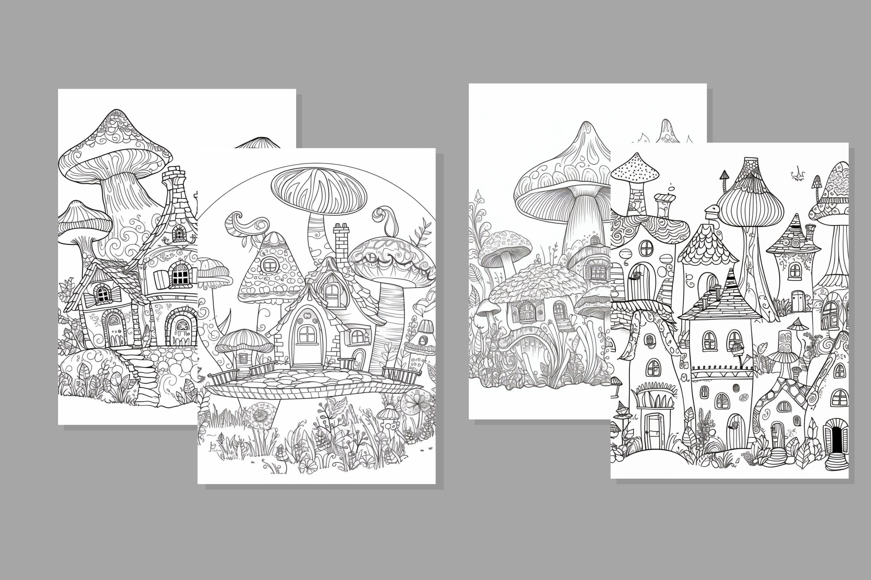 Mushroom Houses Coloring Pages Coloring Pages Coloring Book Printable ...