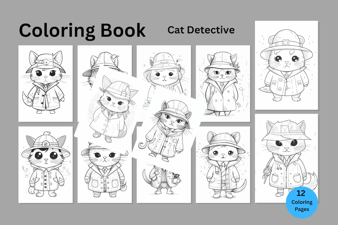 Cat Detective Coloring Pages Coloring Pages Coloring Book Printable ...