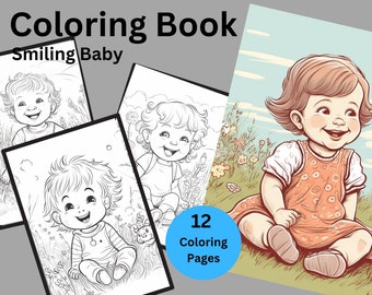 Smiling Baby Coloring Pages | Coloring Pages | Coloring Book | Printable | Digital Download | Instant Download | Printable Color