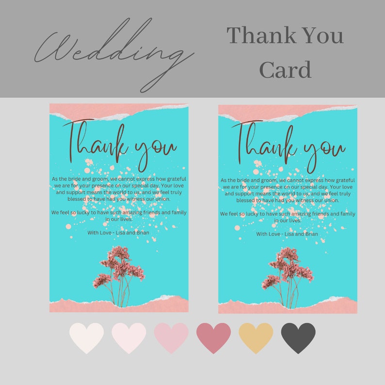 Minimalist Thank You Card Template Download Printable Modern Wedding