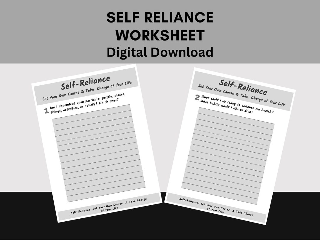 Self Reliance Worksheet Self Awareness Success Personal - Etsy