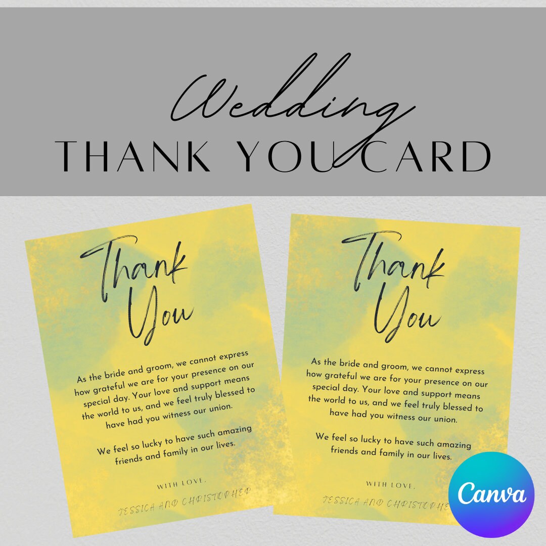 Minimalist Thank You Card Template Download Printable Modern Wedding ...