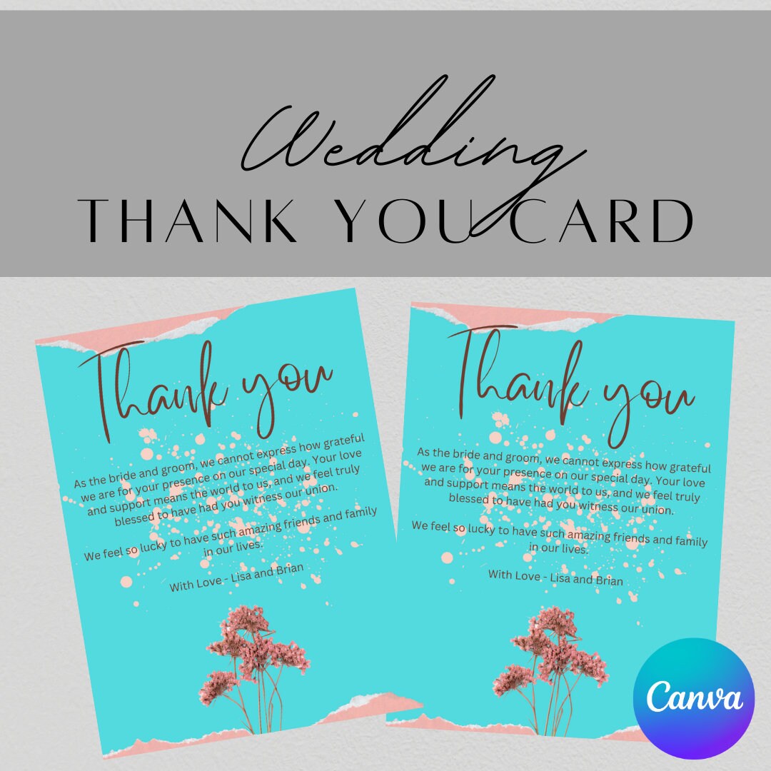 Minimalist Thank You Card Template Download Printable Modern Wedding