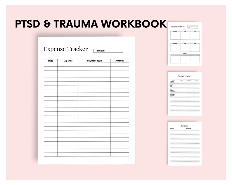 PTSD &amp; Trauma Workbook, Anxiety, Coping Skills, Therapy Worksheets, Crisis Therapy, PTSD Planner ...
