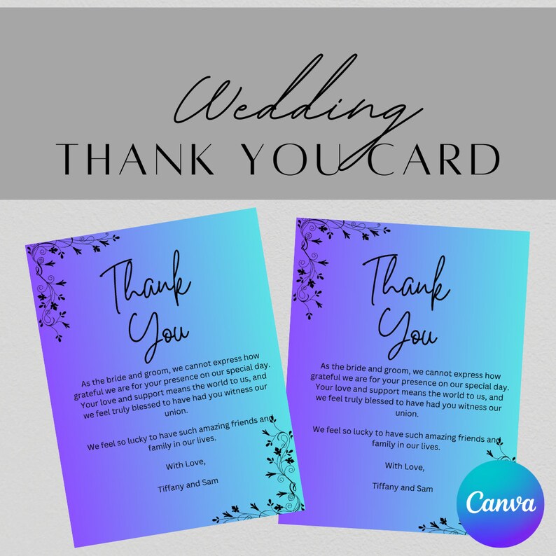 Minimalist Thank You Card Template Download Printable Modern Wedding Thank You Card With Photo