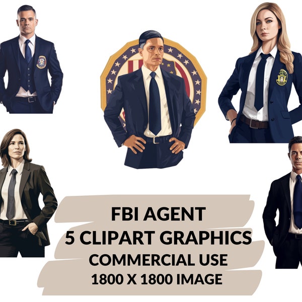 Federal Bureau of Investigation Agent Clipart | Agent PNG Files | Instant Download | For Commercial Use | Digital Download | PNG 1800x1800