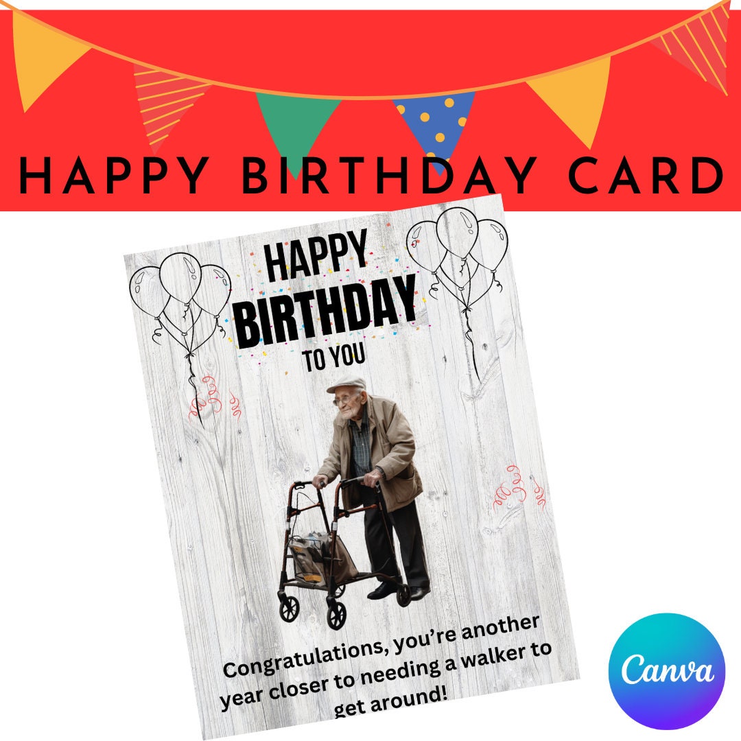 Funny Birthday Card Happy Birthday Printable Card Digital Card Instant ...