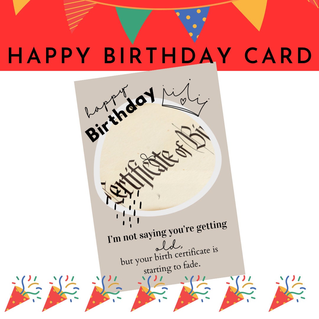 Funny Birthday Card Happy Birthday Printable Card Digital Card Instant ...