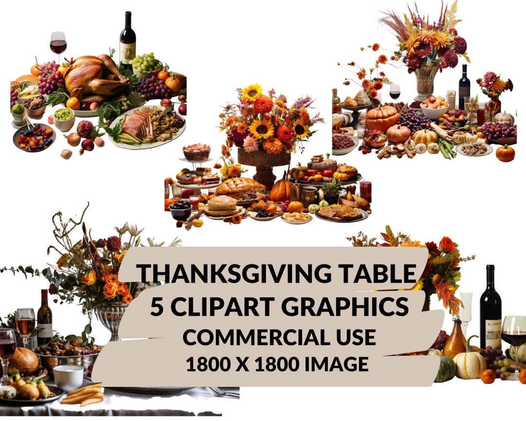 Thanksgiving Table Clipart Thanksgiving PNG Files Instant - Etsy