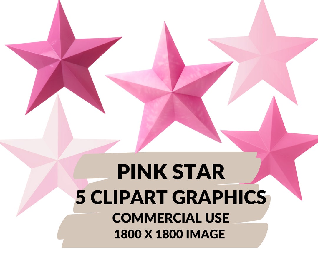 Pink Star Clipart Pink Star PNG Files Instant Download Commercial Use ...