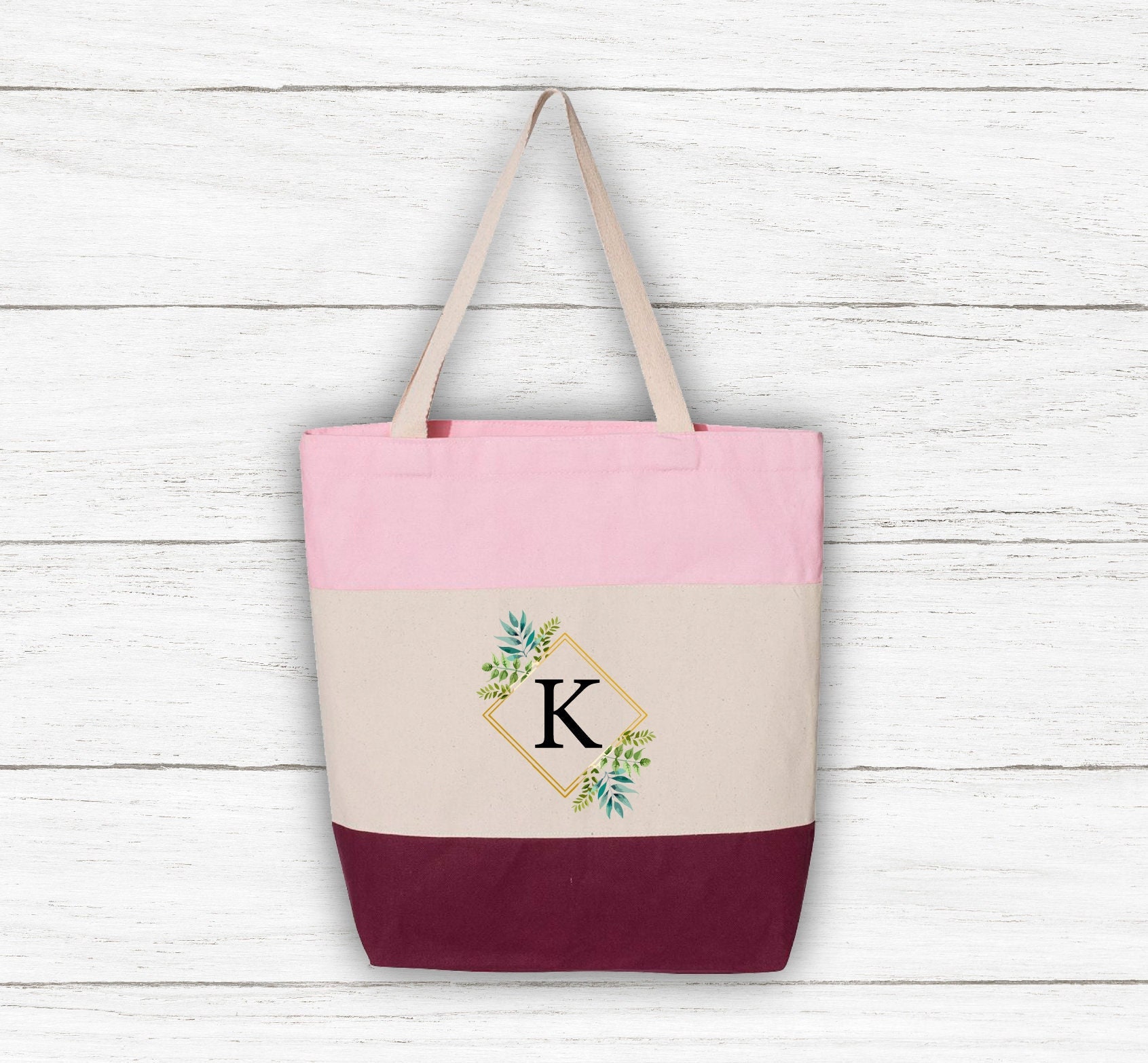 Floral Name Design, Personalized Tote Bag – Initial Outfitters