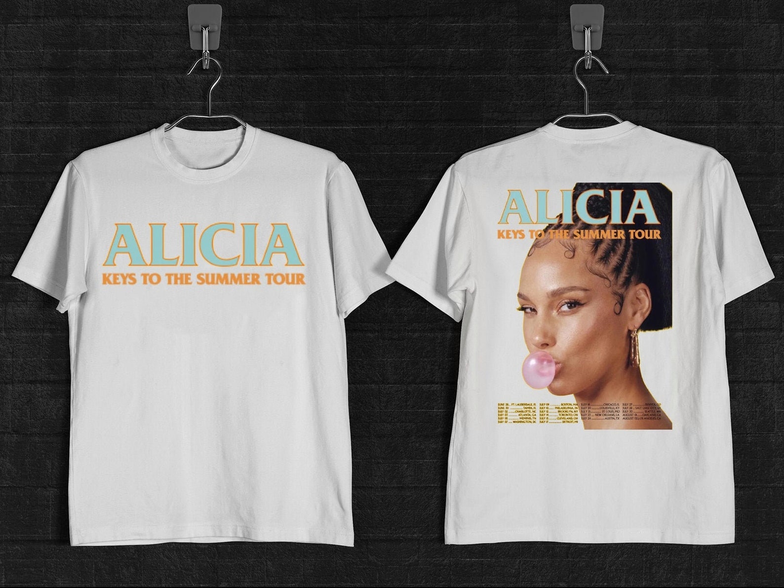 ダークブラウン 茶色 Alicia keys ハンドペイント Tシャツ | www