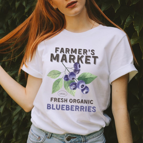 Farmer's Market Vintage Blueberry T Shirt, Sunshine Blueberry Fruit Shirt, Gift for Farmer, Matching Shirts Foodie Gift, Cottage Core Shirt