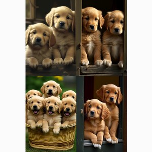 Puppies - Golden Retriever - 4 images included - multiple sizes