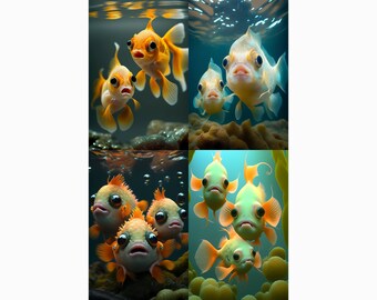 Fishies - 4 images included - multiple sizes