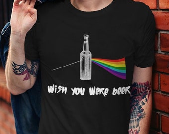 Beer tshirt, Wish you were beer funny shirt, pink floyd inspired, brewer tee, Unisex Softstyle T-Shirt, day drinking merch