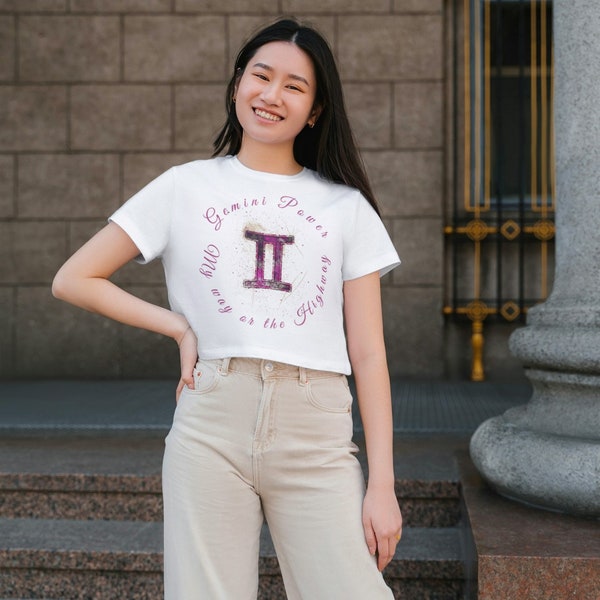 Gemini Power T-shirt Zodiac Sign Stylish Fashion 100% Cotton High-Quality White Color Round Neck Women Outdoor Spring Summer Season