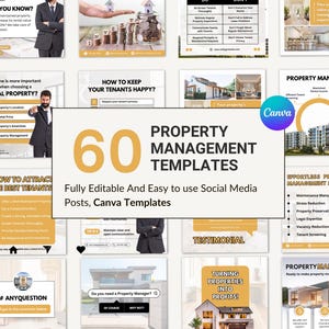 Alquiler de propiedades, gestión de propiedades, negocios inmobiliarios para agentes inmobiliarios y administradores de propiedades, Instagram, Facebook, redes sociales, plantillas de publicaciones en Canva