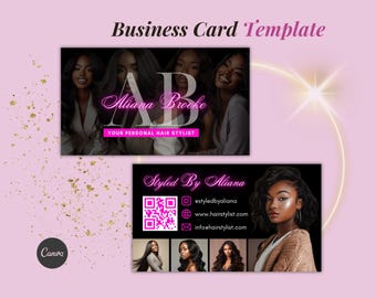 Business Card Template, Hair Stylist Business Card, Beauty Artist Card Design, Lashes Nails Hair Card, Salon Card Template