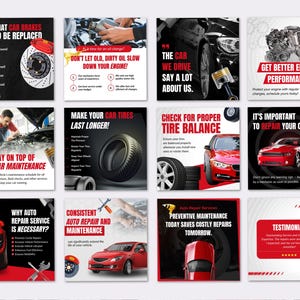 Automotive Repair Shop Car Mechanics Auto repair services Instagram Facebook social media editable CANVA post templates