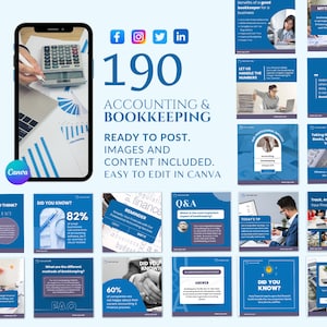 Accounting Accountant Bookkeeping Financial advisor and wealth Coaching Instagram Facebook social media posts templates for small business