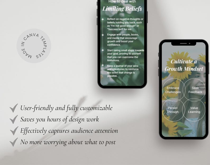 Mindset Coach Instagram Reels social media posts, Life Coach Template, Growth mindset reels, Mental Health Coach, Spiritual Women Reel