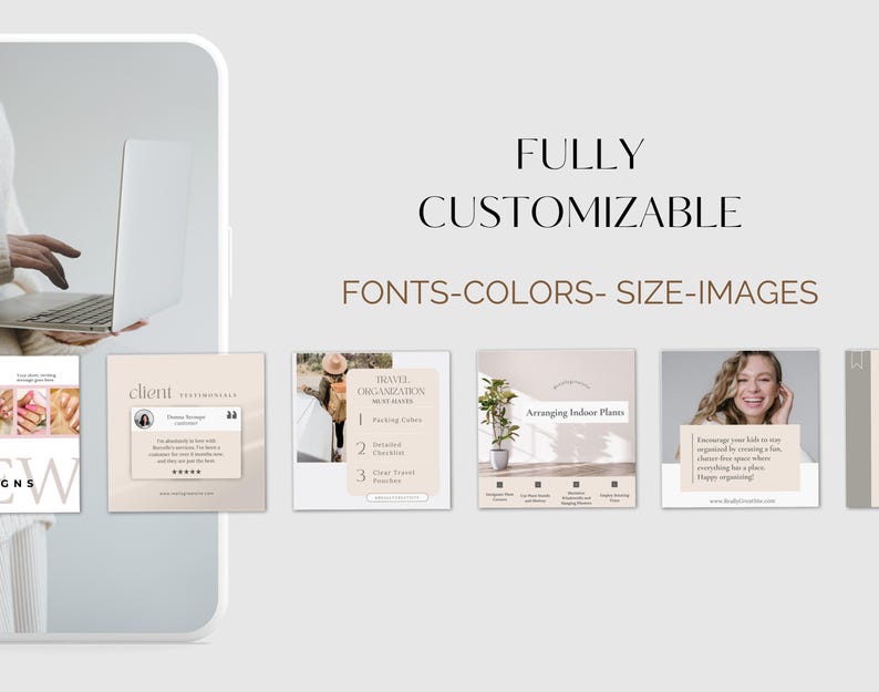 Home organizing home organization Professional or Personal organizer Decluttring CANVA Instagram and Facebook social media posts templates
