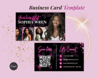 Business Card Template, Hair Stylist Business Card, Beauty Artist Card Design, Lashes Nails Hair Card, Salon Card Template