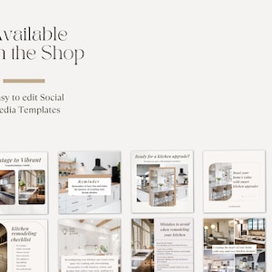 Kitchen remodeling renovation redo redesign makeover interior designer social media instagram canva minimalistic post templates