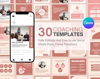 Mental health Wellness, Mindset Self love and spiritual Lifestyle personal Coaching CANVA Instagram and Facebook social media posts template
