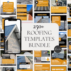 Roofing Home improvement construction gutter business editable CANVA Instagram facebook social media posts templates kit bundle for roofers