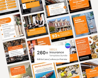 Insurance Agent brokers insurance agency family home auto business property insurance Instagram social media facebook canva post templates