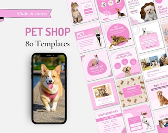 Dog, Doggie, Pet, Puppy, Paws, Animal products, itmes store shop grooming templates, social media instagram facebook canva post templates
