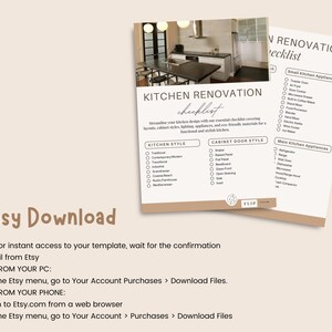 Easy Printable Kitchen Remodel Redesign Renovation Checklist: Instant ...