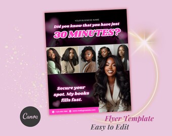Appointment Flyer, Booking Flyer, Hair Stylist Flyer, Wig Install Flyer, Open Schedule Flyer, Calendar Design, Beauty Service Flyer