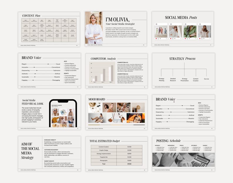 Social Media Strategy proposal Canva templates, Client Strategy for Social Media Managers, Marketing proposal, Canva editable templates