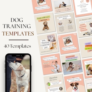 Dog pet paws Training coaching consultant Dog Trainer groomer business Editable CANVA Instagram Facebook social media posts templates