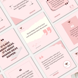 Author and Book Writer CANVA Editable Instagram and Facebook social media marketing minimalistic posts templates for small businessess