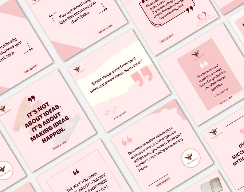 Author and Book Writer CANVA Editable Instagram and Facebook social media marketing minimalistic posts templates for small businessess