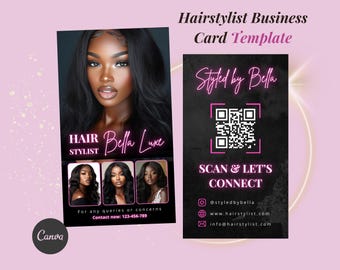 Business Card Template, Hairstylist Instagram Business Card, Beauty Artist Card Design, Hair Nails Lashes Business Card, Salon Card Design
