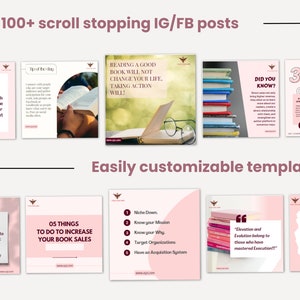 Author and Book Writer CANVA Editable Instagram and Facebook social media marketing minimalistic posts templates for small businessess