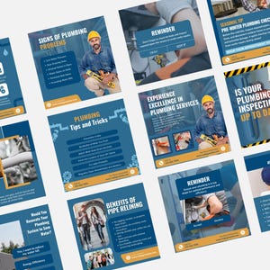 Plumbing Service Canva Instagram Post Templates, Plumbing company Business Templates, Plumber Social media template, Plumber Marketing