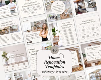 Hauptrenovierung, Umbau, Verbesserungsprojekt, Innenarchitektur, Immobilienverkäufer, Instagram Social Media CANVA minimalistische Post Vorlagen