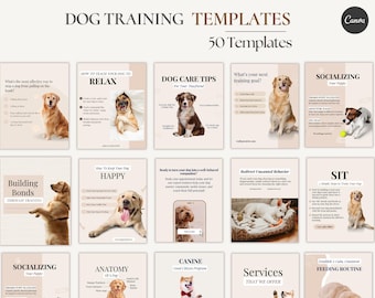 Dog pet paws Training coaching consultant Dog Trainer groomer business Editable CANVA Instagram Facebook social media posts templates