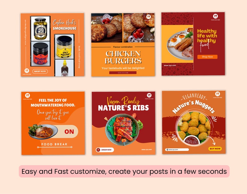Fast Food Restaurant Cafe Delivery Items Steaks Vegan Non Vegan Food ...