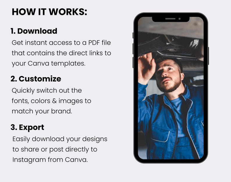 Automotive Repair Shop Car Mechanics Auto repair services Instagram Facebook social media editable CANVA post templates