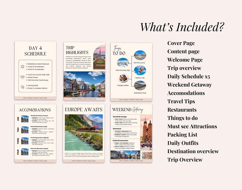 Travel Itinerary Template for Trip Planning, Editable Printable Travel ...