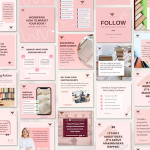 Author and Book Writer CANVA Editable Instagram and Facebook social media marketing minimalistic posts templates for small businessess